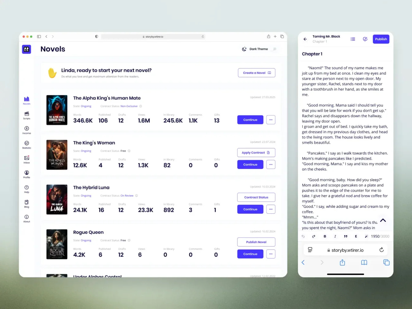 StorybyWriter app screenshot